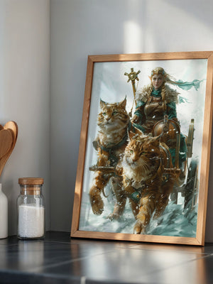 Katzen Schlitten Fantasy Stil