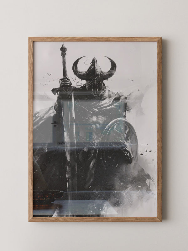 Krieger Hörner Schwarzweiß Art