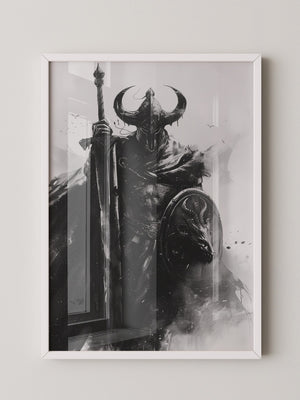 Krieger Hörner Schwarzweiß Art