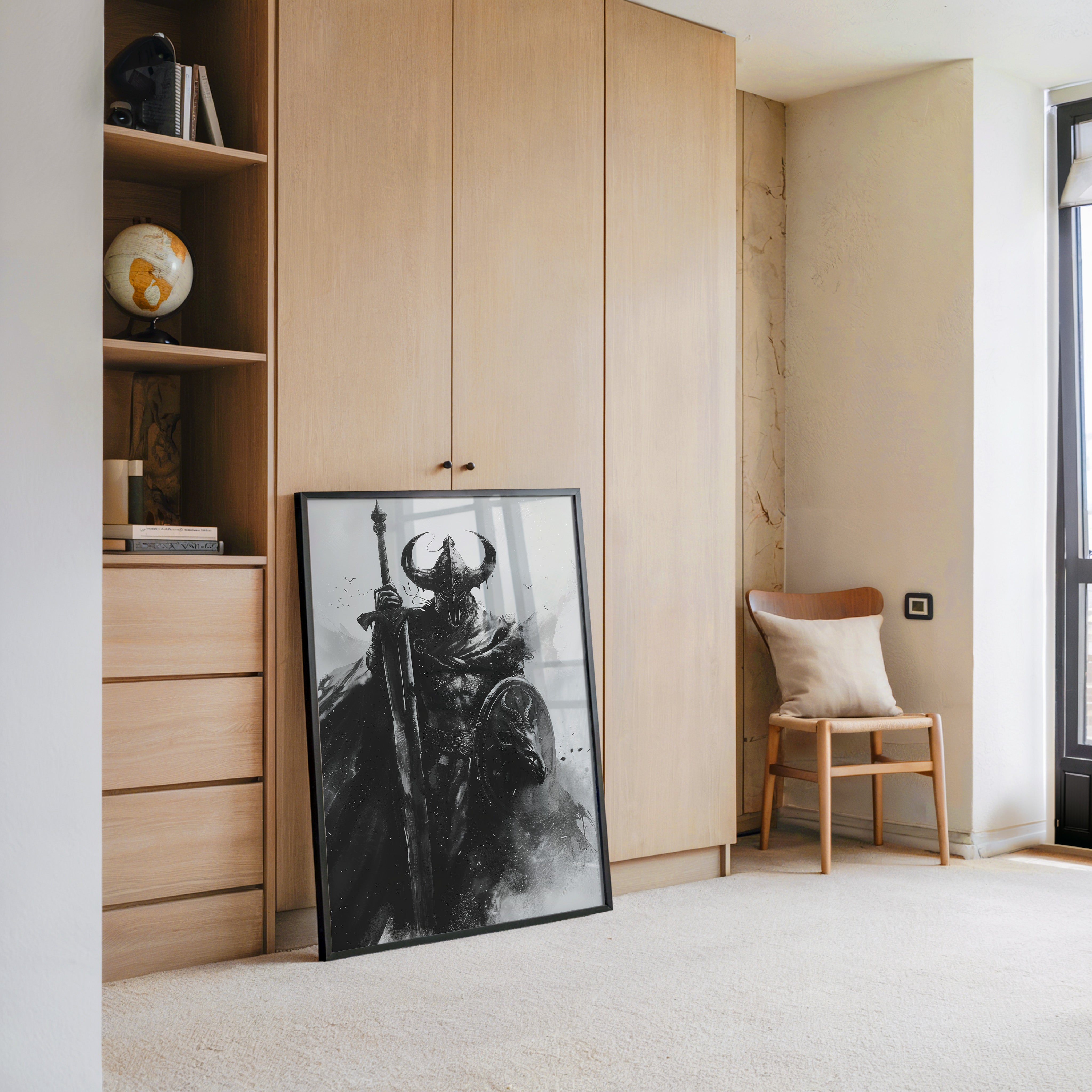 Krieger Hörner Schwarzweiß Art