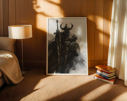 Krieger Hörner Schwarzweiß Art