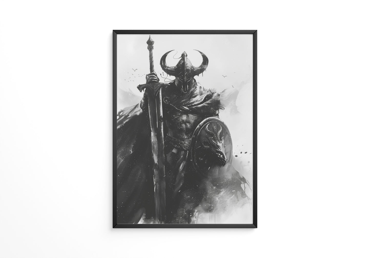 Krieger Hörner Schwarzweiß Art
