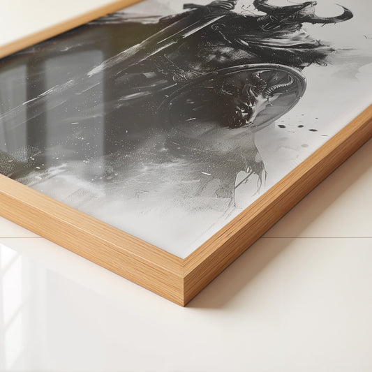 Krieger Hörner Schwarzweiß Art