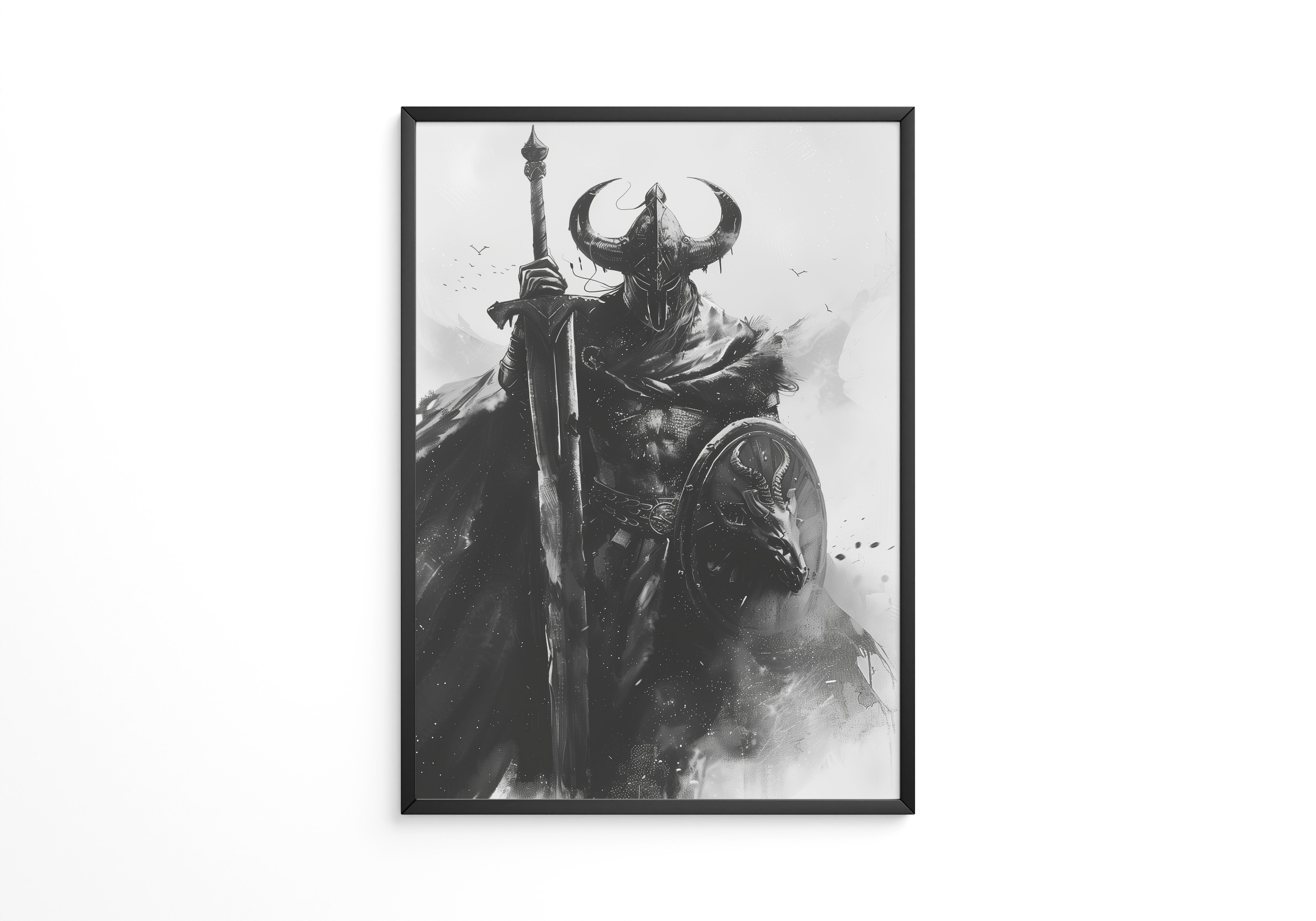 Krieger Hörner Schwarzweiß Art