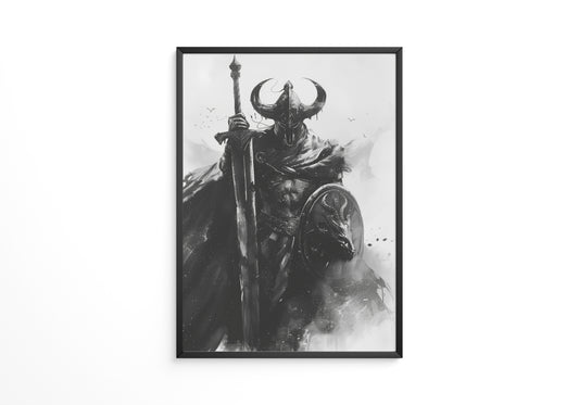 Krieger Hörner Schwarzweiß Art