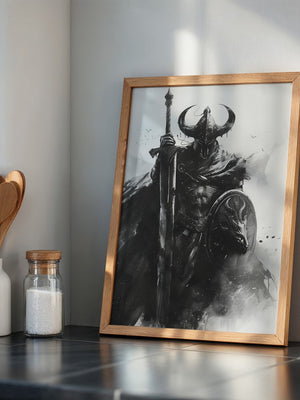 Krieger Hörner Schwarzweiß Art