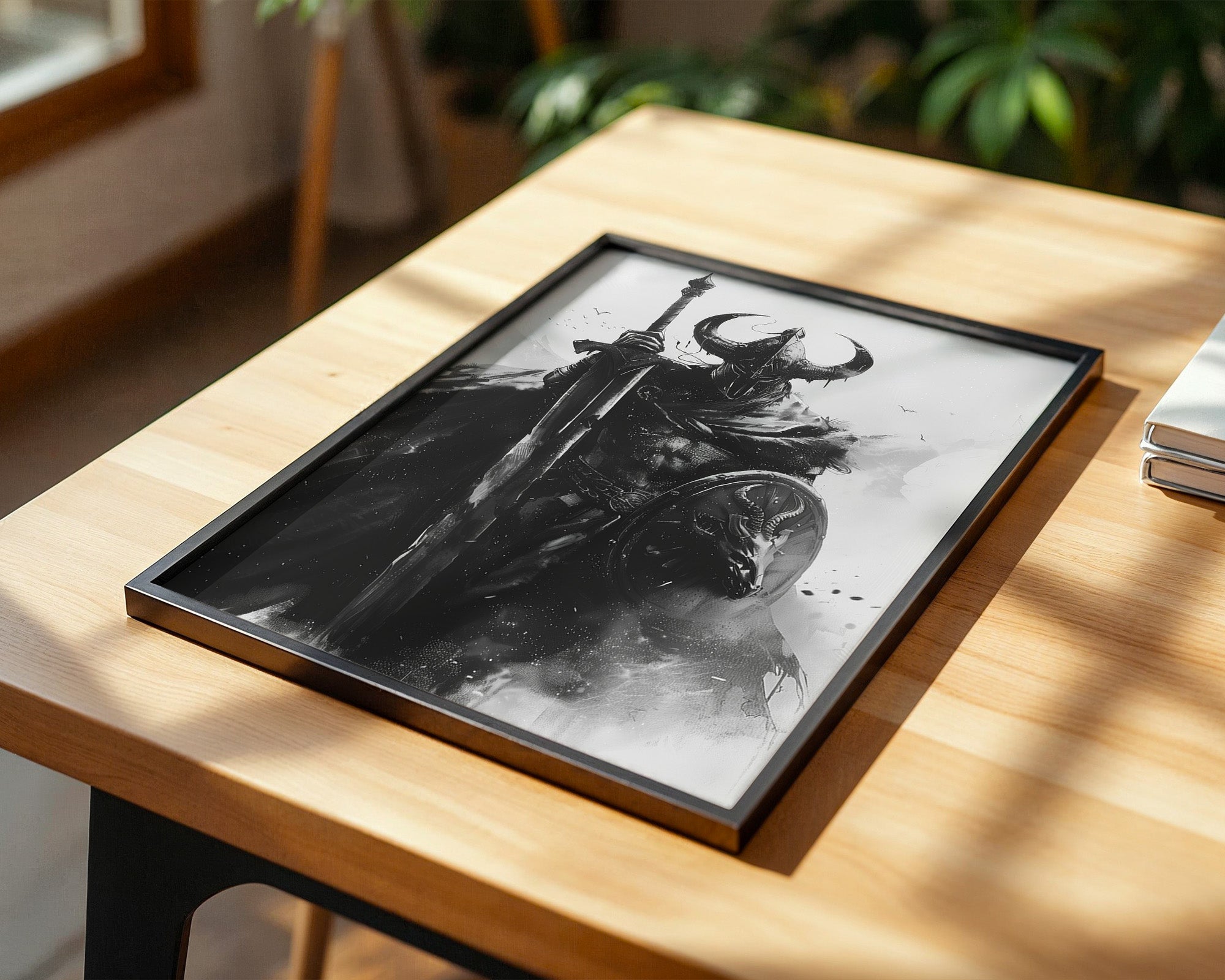 Krieger Hörner Schwarzweiß Art