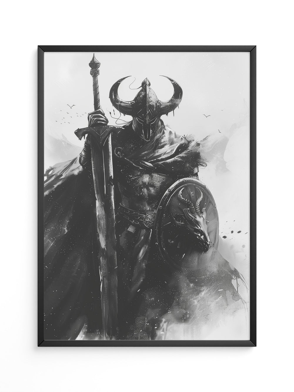 Krieger Hörner Schwarzweiß Art
