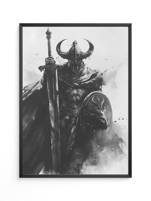 Krieger Hörner Schwarzweiß Art