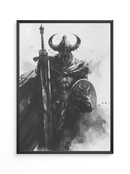 Krieger Hörner Schwarzweiß Art