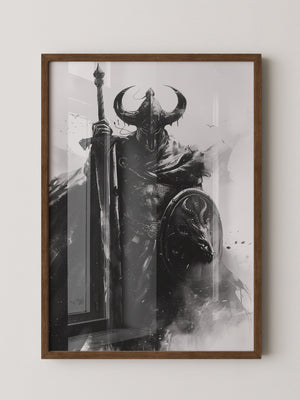 Krieger Hörner Schwarzweiß Art