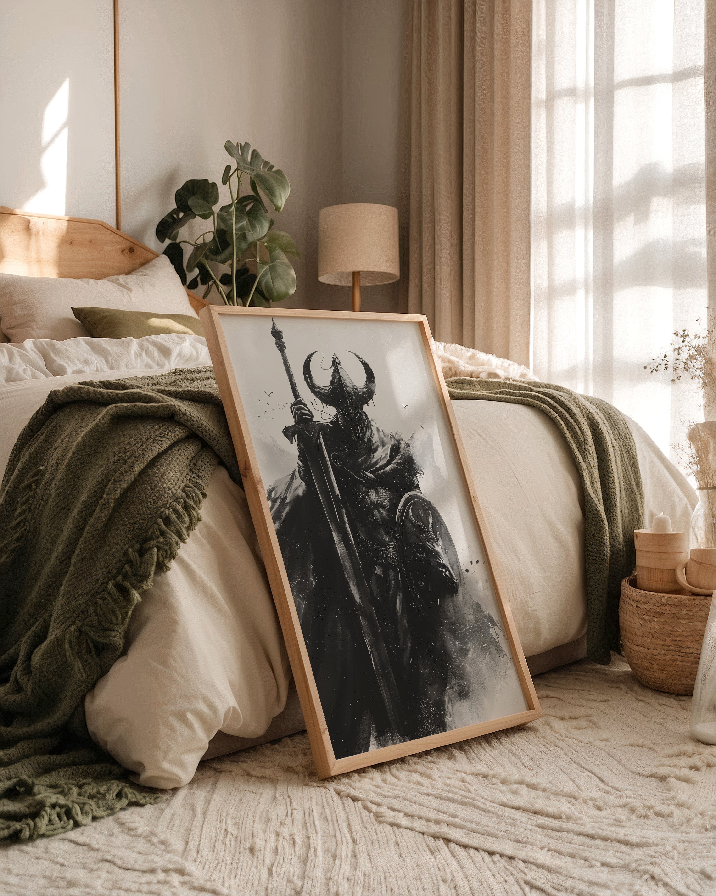 Krieger Hörner Schwarzweiß Art