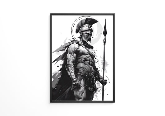 Spartaner Krieger schwarzweiß