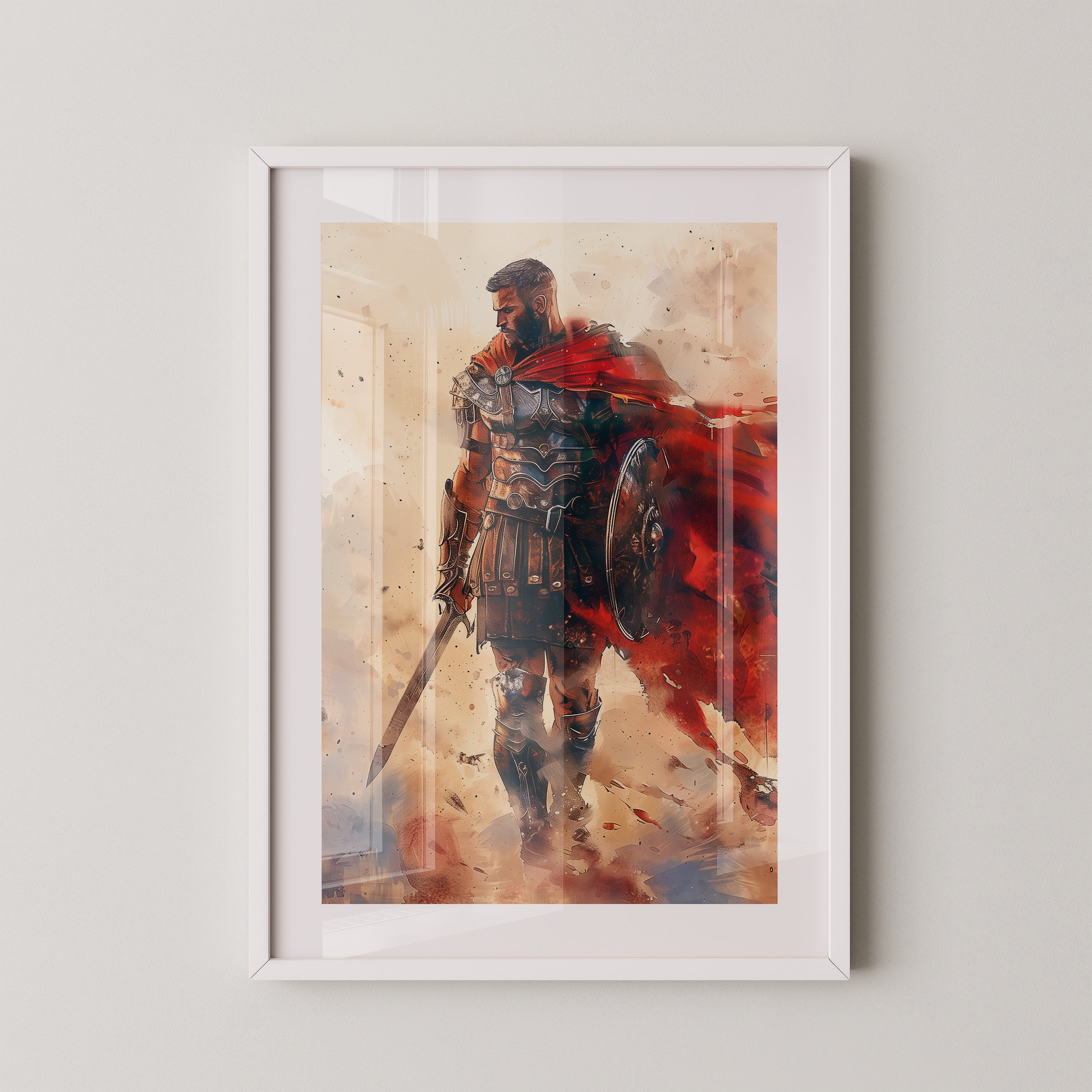 Römischer Krieger Aquarell Stil