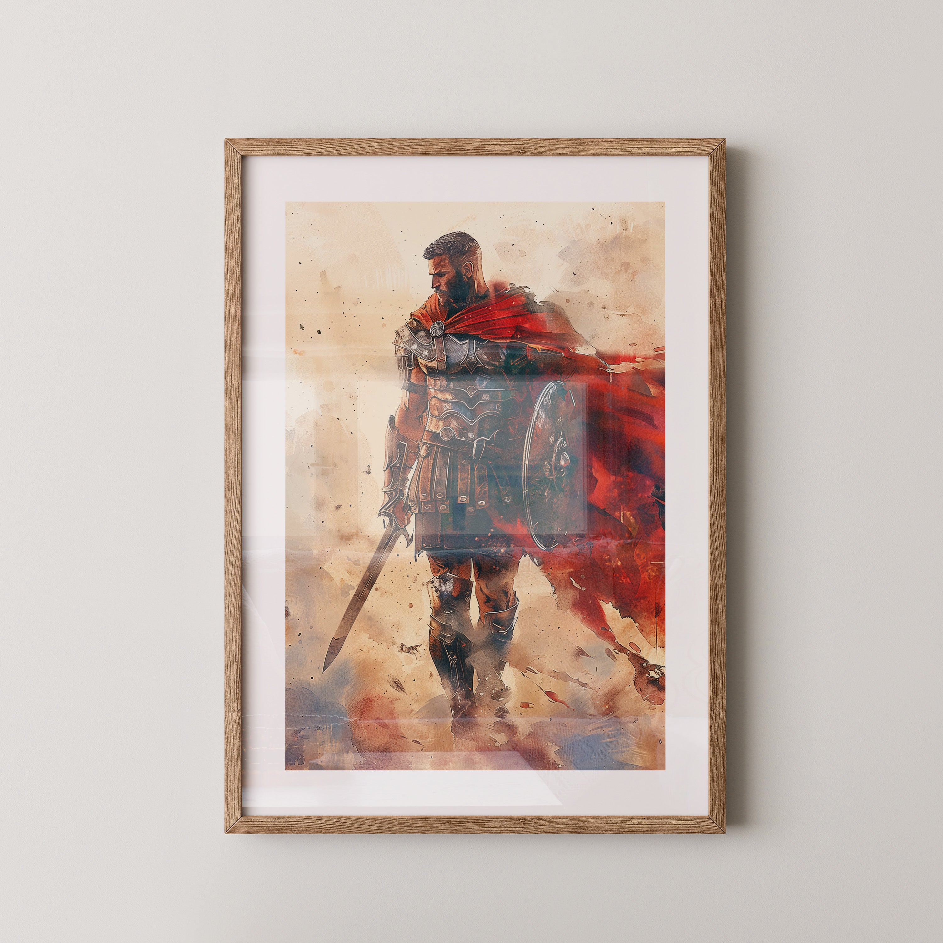 Römischer Krieger Aquarell Stil