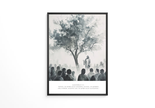 Jesus Rede Baum Silhouette