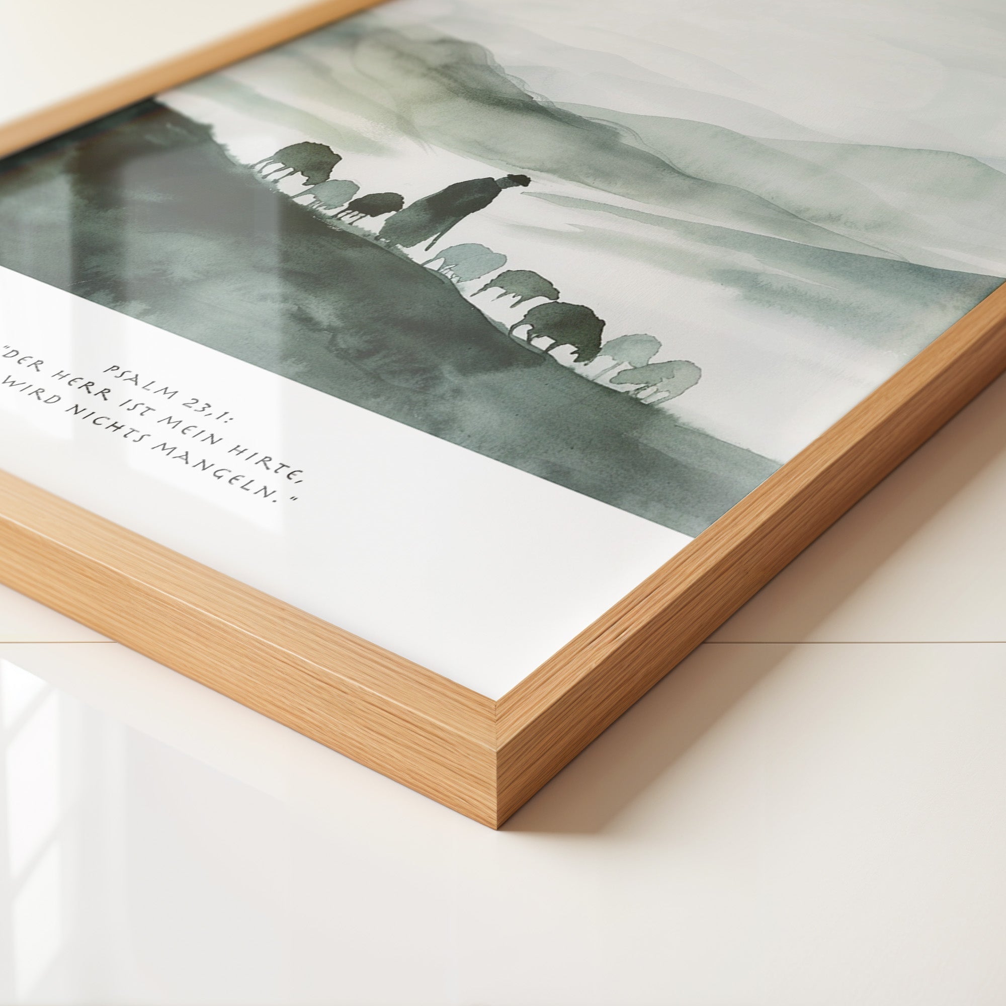 Hirte mit Schafen Aquarell