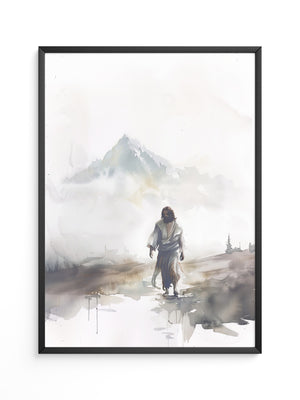 Gestalt im Nebel Aquarell