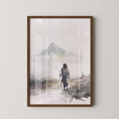 Gestalt im Nebel Aquarell