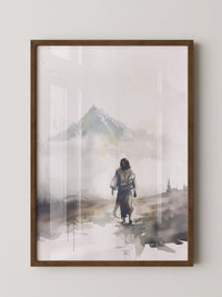 Gestalt im Nebel Aquarell