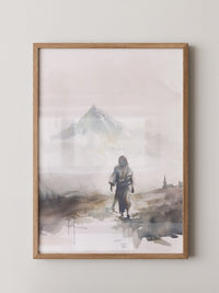 Gestalt im Nebel Aquarell