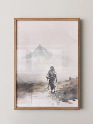 Gestalt im Nebel Aquarell
