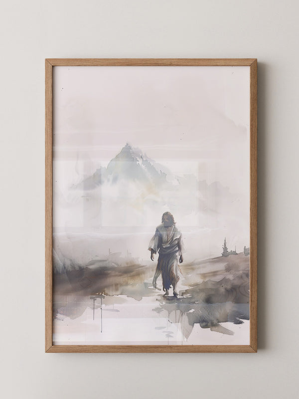 Gestalt im Nebel Aquarell