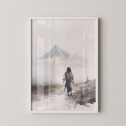 Gestalt im Nebel Aquarell