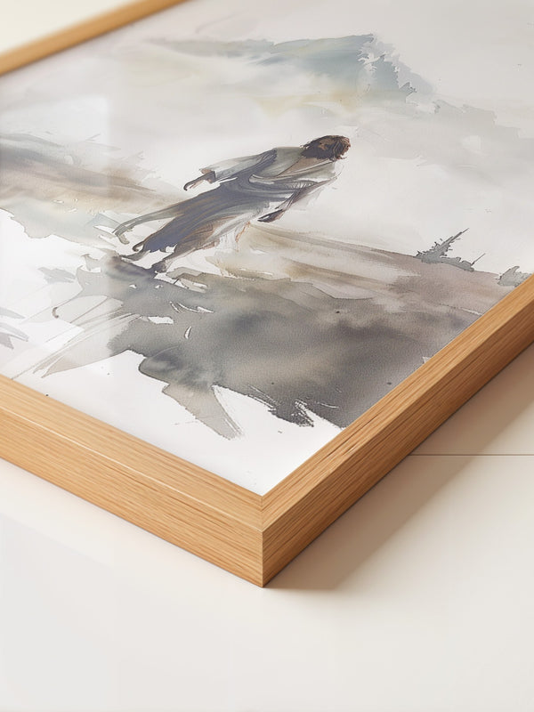 Gestalt im Nebel Aquarell