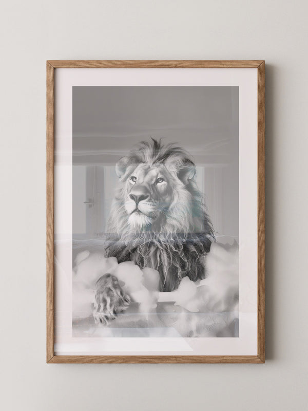 Löwe Badewanne Schwarzweiß