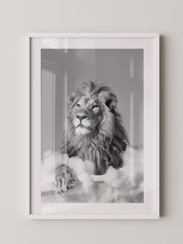 Löwe Badewanne Schwarzweiß