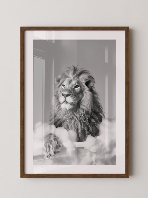 Löwe Badewanne Schwarzweiß