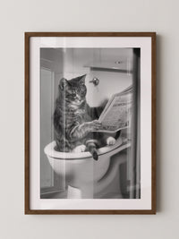 Zeitungslesende Katze S/W