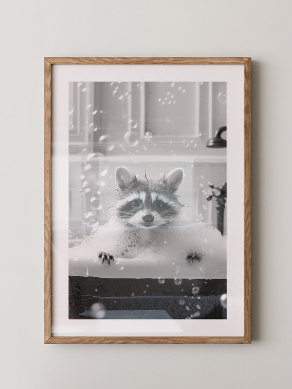 Kleiner Waschbär Badewanne Seifenblasen