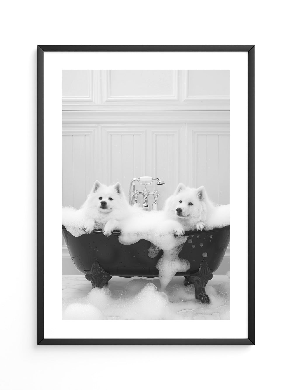 Hunde Schaumbad Schwarzweiß