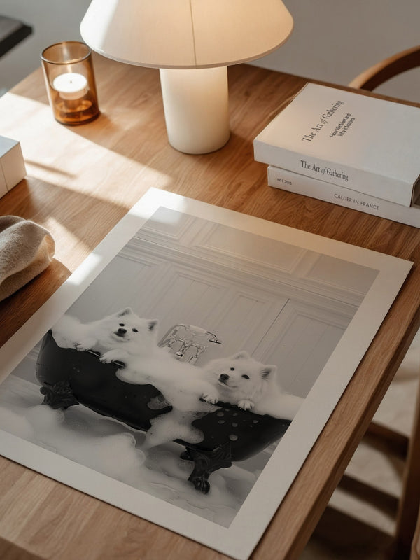 Hunde Schaumbad Schwarzweiß