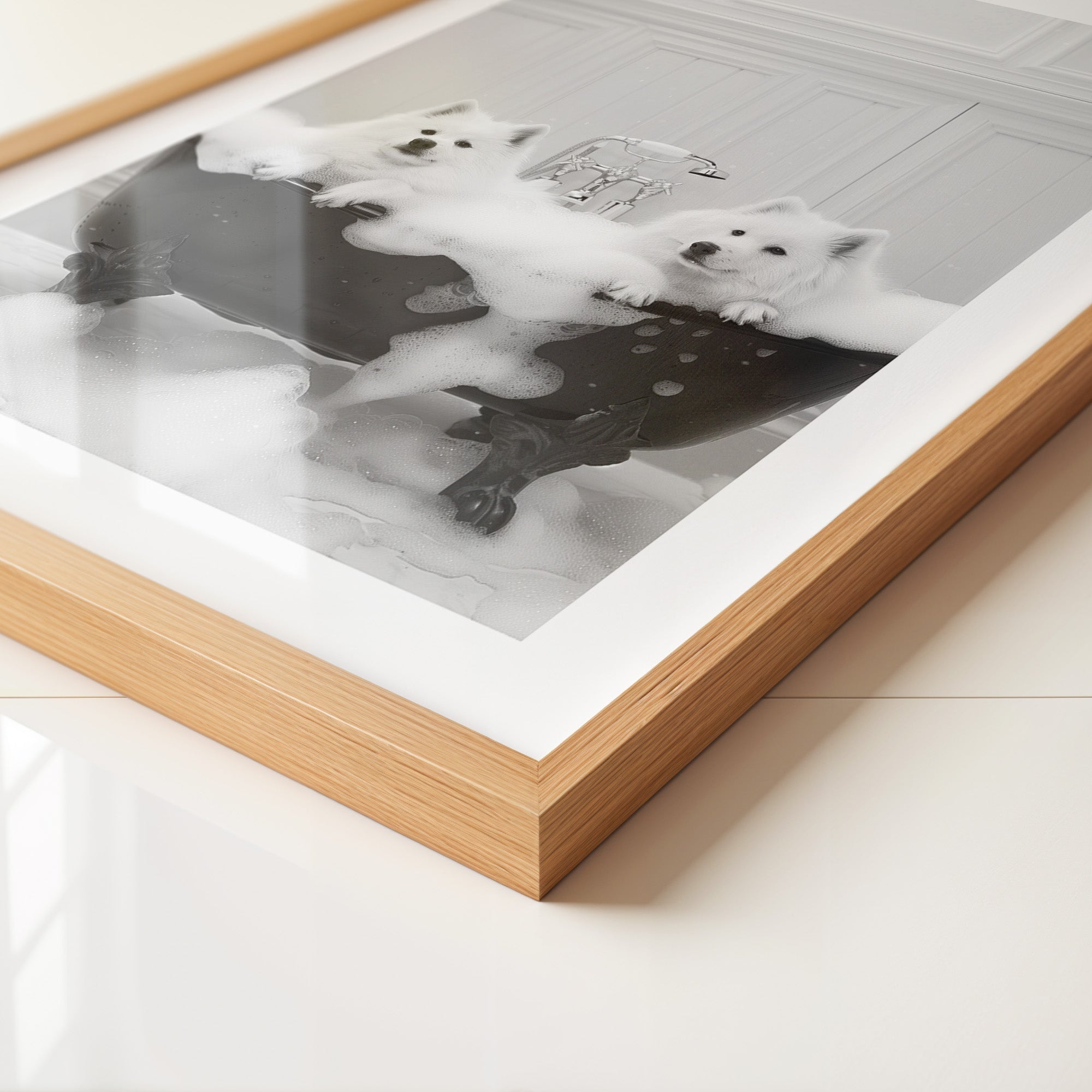 Hunde Schaumbad Schwarzweiß