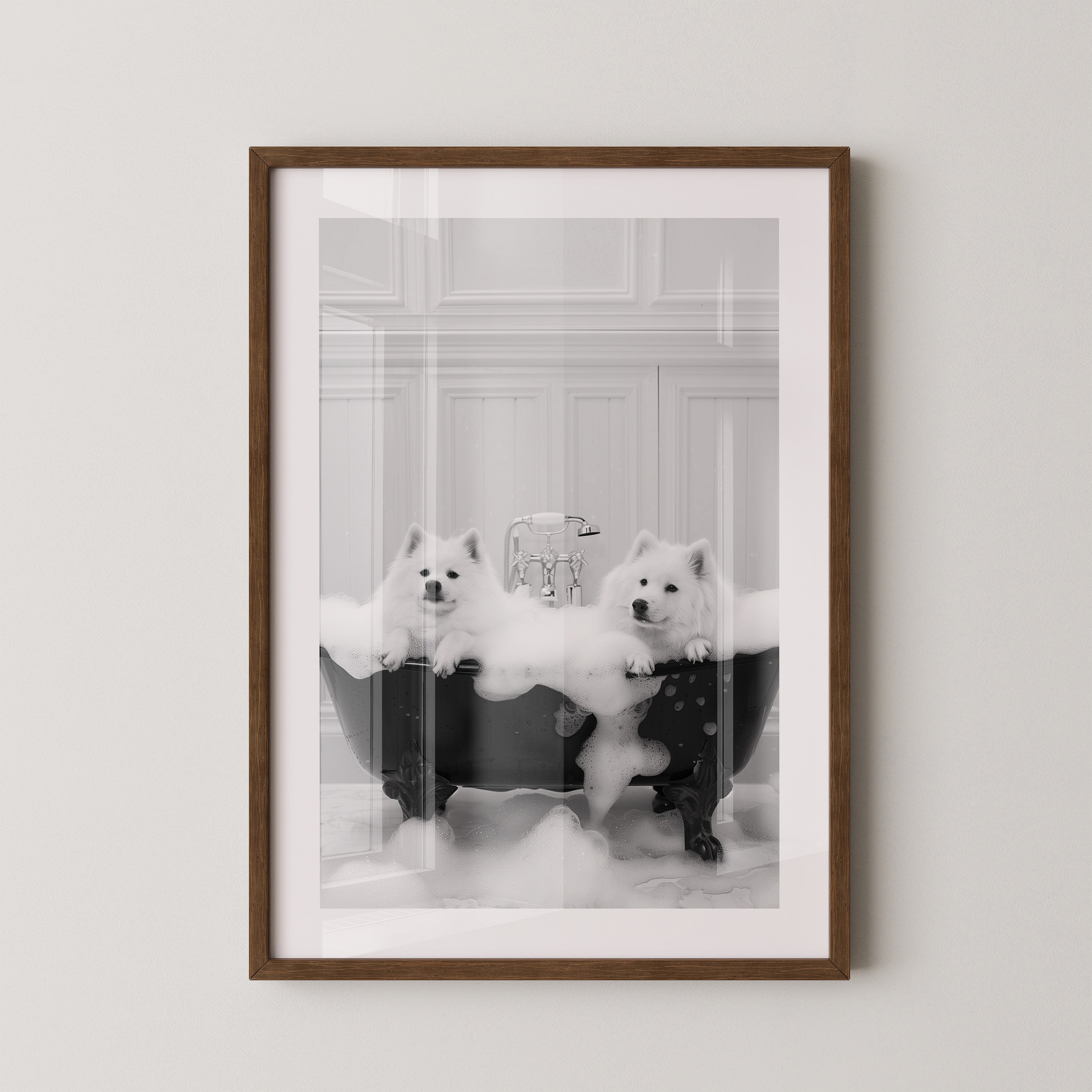 Hunde Schaumbad Schwarzweiß