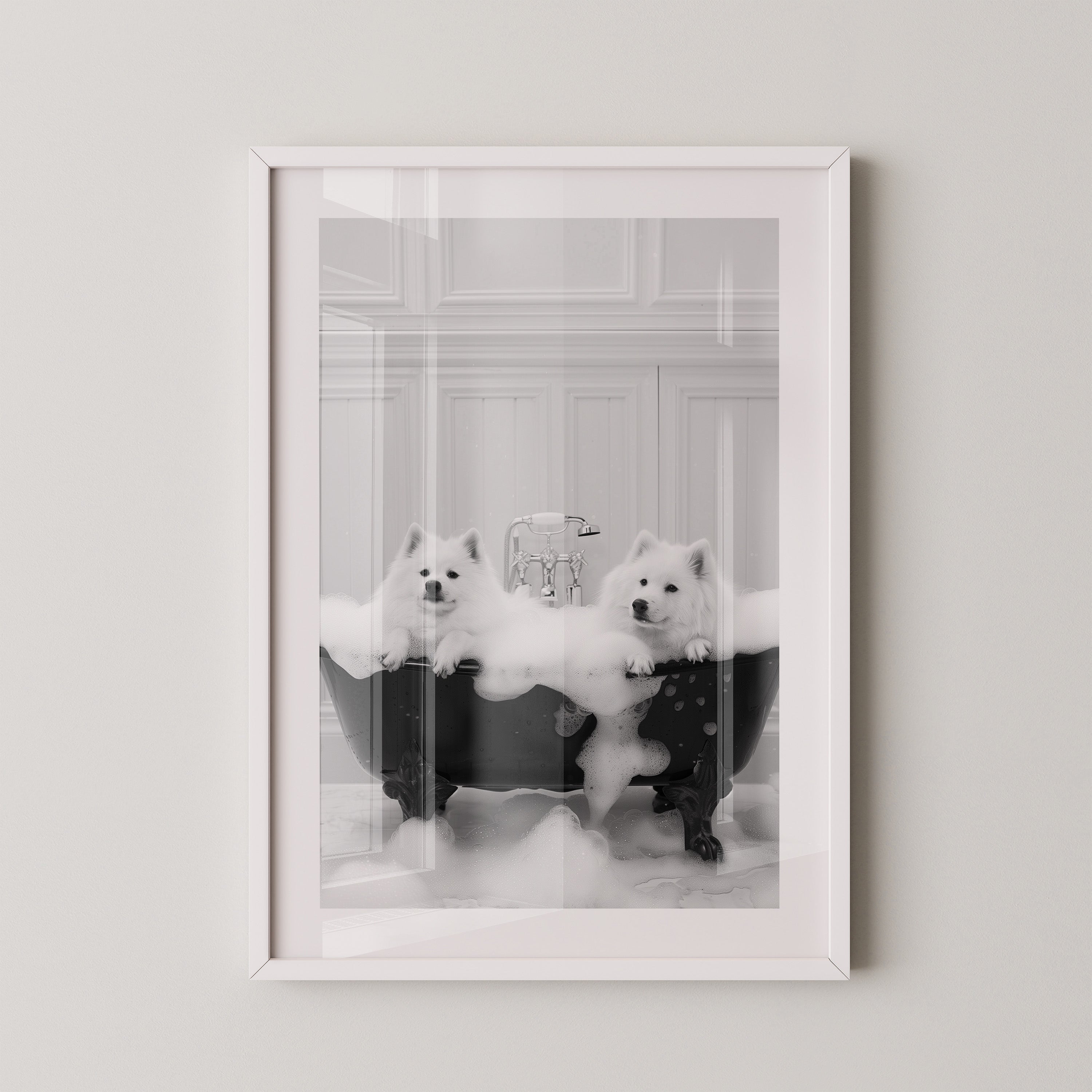 Hunde Schaumbad Schwarzweiß