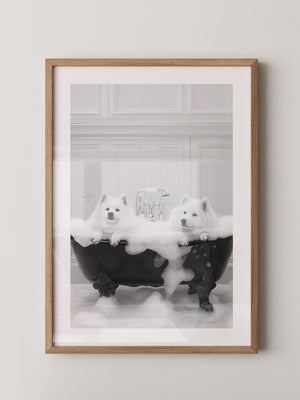 Hunde Schaumbad Schwarzweiß