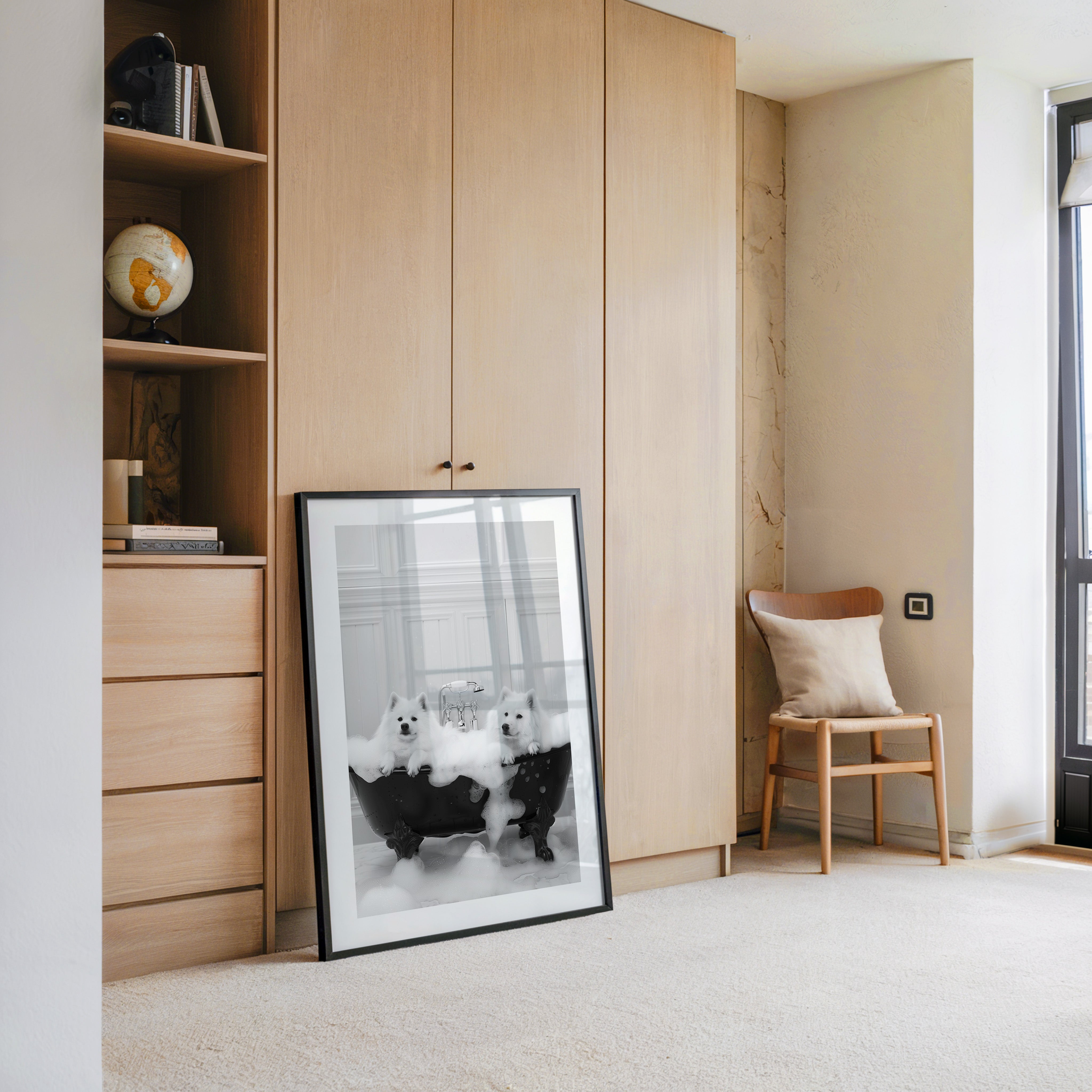 Hunde Schaumbad Schwarzweiß