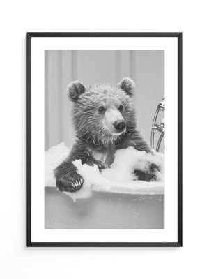 Bärenjunges Schaumbad Schwarzweiß