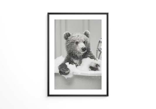 Bärenjunges Schaumbad Schwarzweiß