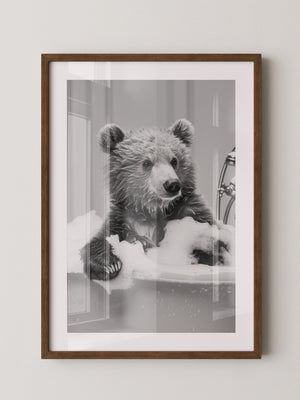 Bärenjunges Schaumbad Schwarzweiß