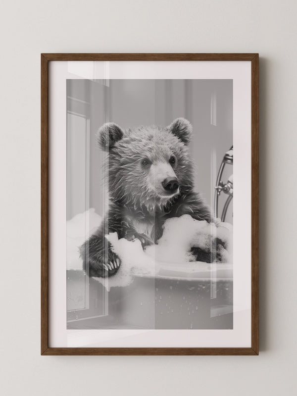 Bärenjunges Schaumbad Schwarzweiß