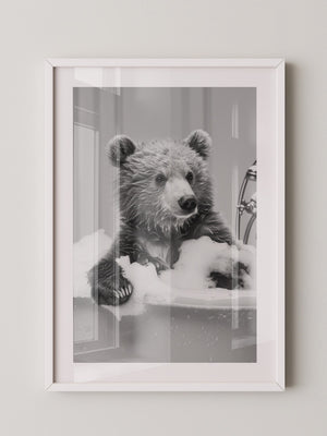 Bärenjunges Schaumbad Schwarzweiß