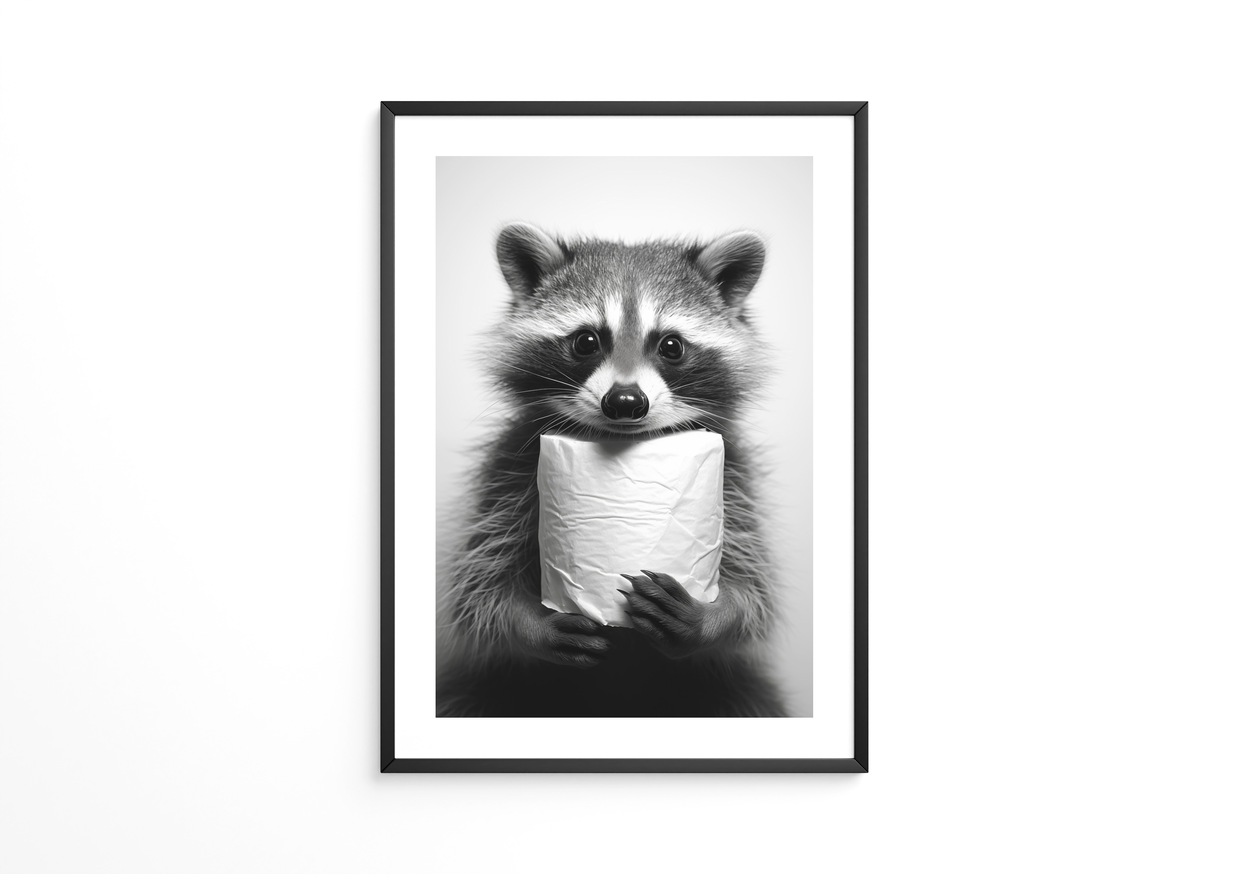 Waschbär Schwarzweiß Humor