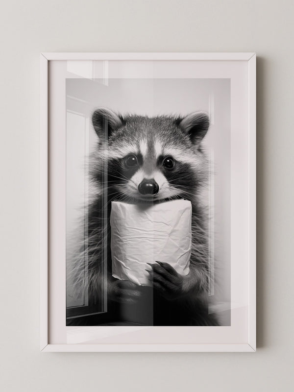 Waschbär Schwarzweiß Humor