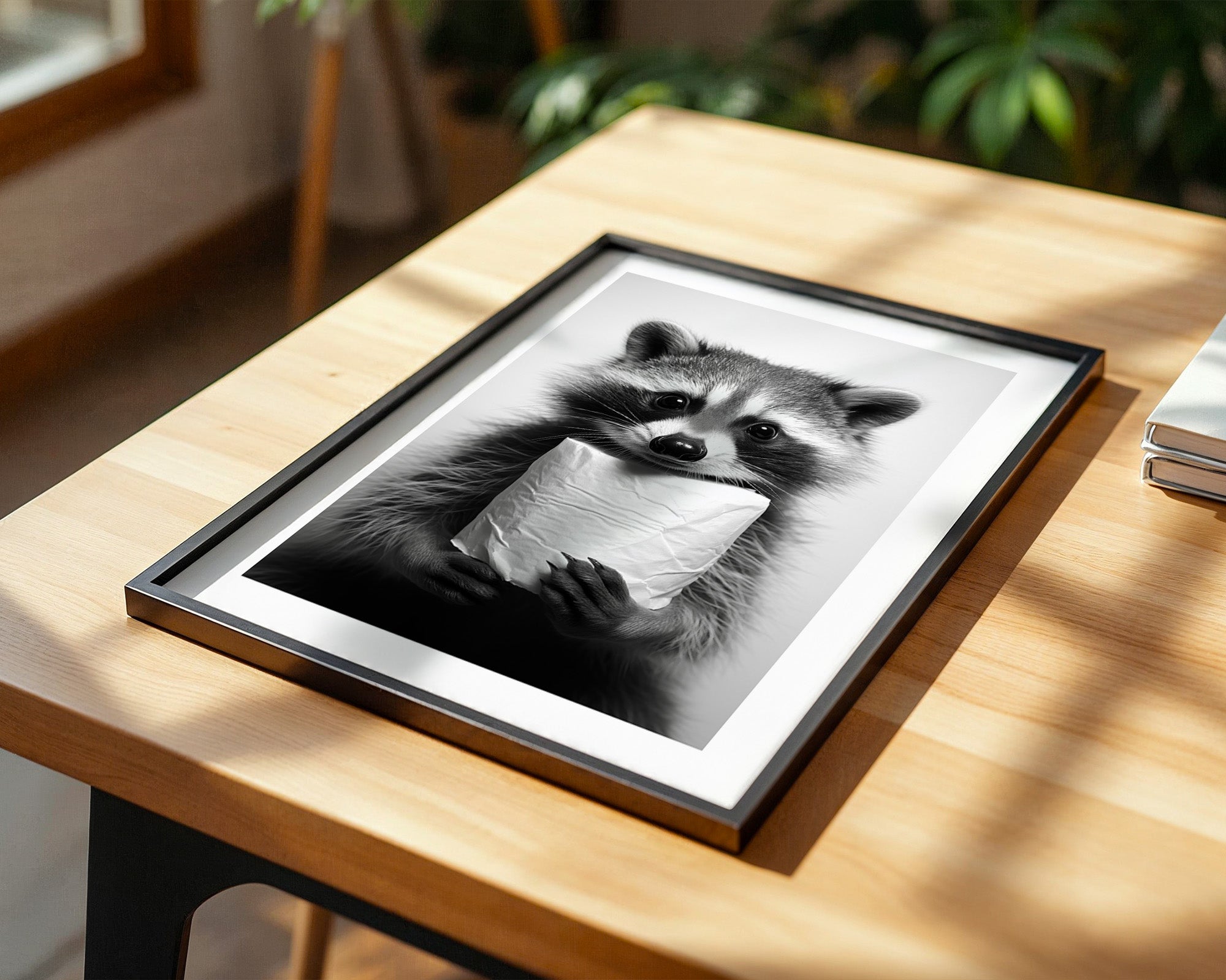 Waschbär Schwarzweiß Humor