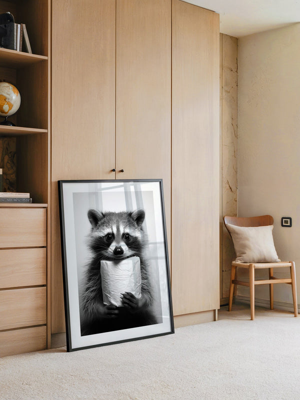 Waschbär Schwarzweiß Humor